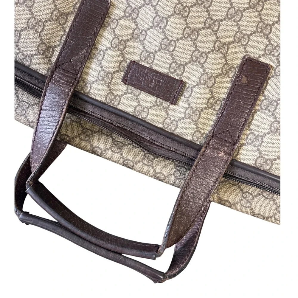 Gucci GG Supreme Briefcase Brown Leather Laptop Bag 28723 486628 Vintage